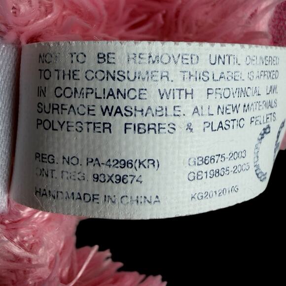 Aurora Pink Bunny Plush 8 in Laying Rabbit Stuffed Animal Shiny Inner Ears Paws - Picture 8 of 8